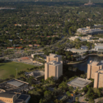 Overhead shot of a university